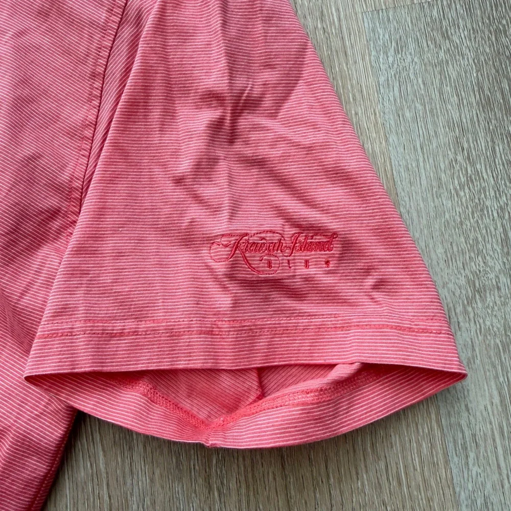 Peter Millar Carolina Cup Polo Shirt Mens XL Salmon Striped Mercerized Cottonn‎